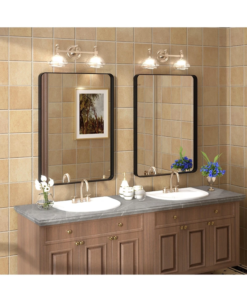 Apmir 22" x 30" High-Strength Tempered Glass and Aluminum Alloy Framed Wall Decor Bathroom Vanity Mirror