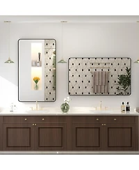 Apmir 24" x 40" High-Strength Tempered Glass and Aluminum Alloy Framed Wall Decor Bathroom Vanity Mirror