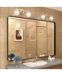 Apmir 30" x 40" High-Strength Tempered Glass and Aluminum Alloy Framed Wall Decor Bathroom Vanity Mirror