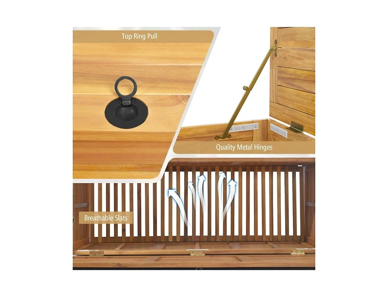 sumyeg Rolling Patio Wooden Deck Box with 2 Wheels and Side Handle for Outdoor