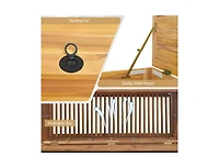 sumyeg Rolling Patio Wooden Deck Box with 2 Wheels and Side Handle for Outdoor
