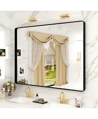 Apmir 48" x 36" High-Strength Tempered Glass and Aluminum Alloy Framed Wall Decor Bathroom Vanity Mirror