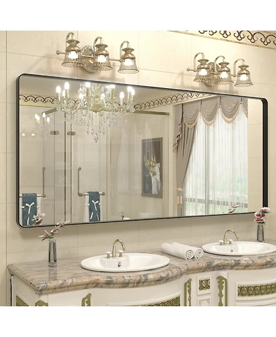 Apmir 72" x 32" High-Strength Tempered Glass and Aluminum Alloy Framed Wall Decor Bathroom Vanity Mirror