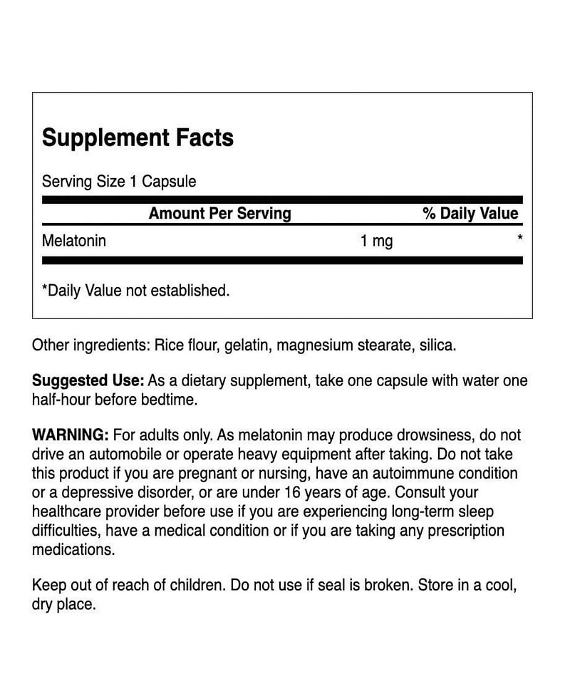 Swanson Melatonin Herbal Supplement Sleep and Relaxation 120 Capsules, 1 Miligram Each