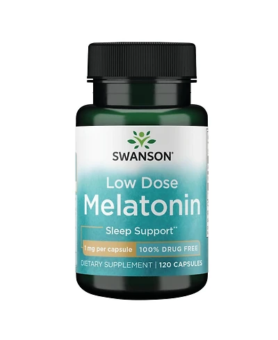 Swanson Melatonin Herbal Supplement Sleep and Relaxation 120 Capsules, 1 Miligram Each