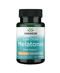Swanson Melatonin Herbal Supplement Sleep and Relaxation 120 Capsules, 1 Miligram Each