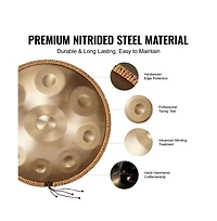 Sugift 22 in 9 Note D Minor Handpan Steel Drum with Mallets Stand and Carry Bag