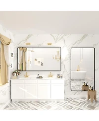 Apmir 55" x 30" High-Strength Tempered Glass and Aluminum Alloy Framed Wall Decor Bathroom Vanity Mirror