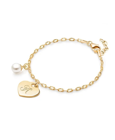 Tiny Blessings Children's 14k gold Classic Charm Bracelet & Engraved Initial Girls' 6.25"