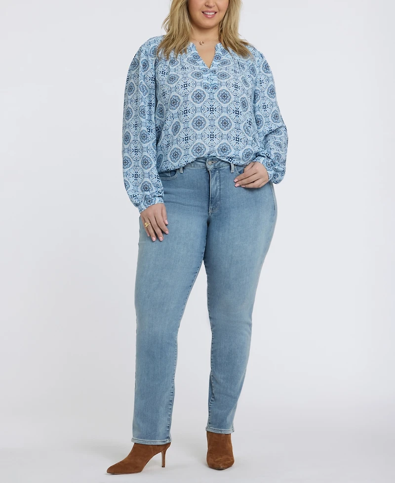 Nydj Plus Trinity Split Neck Top