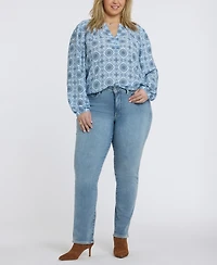 Nydj Plus Trinity Split Neck Top
