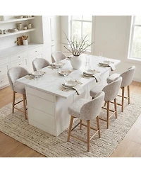 Maison Boucle Set of 6 Swivel Chenille Counter Height Stools, 25.5" Seat Height