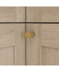 Homsee Modern 4-Door Storage Cabinet with Frosted Glass - Wooden Organizer with Gold Handles | 31.5 Inch Wood Grain Shelf for Living Room or Hallway