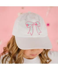 Sweet Wink Girls Sky Blue Floral Bow Patch Baseball Hat