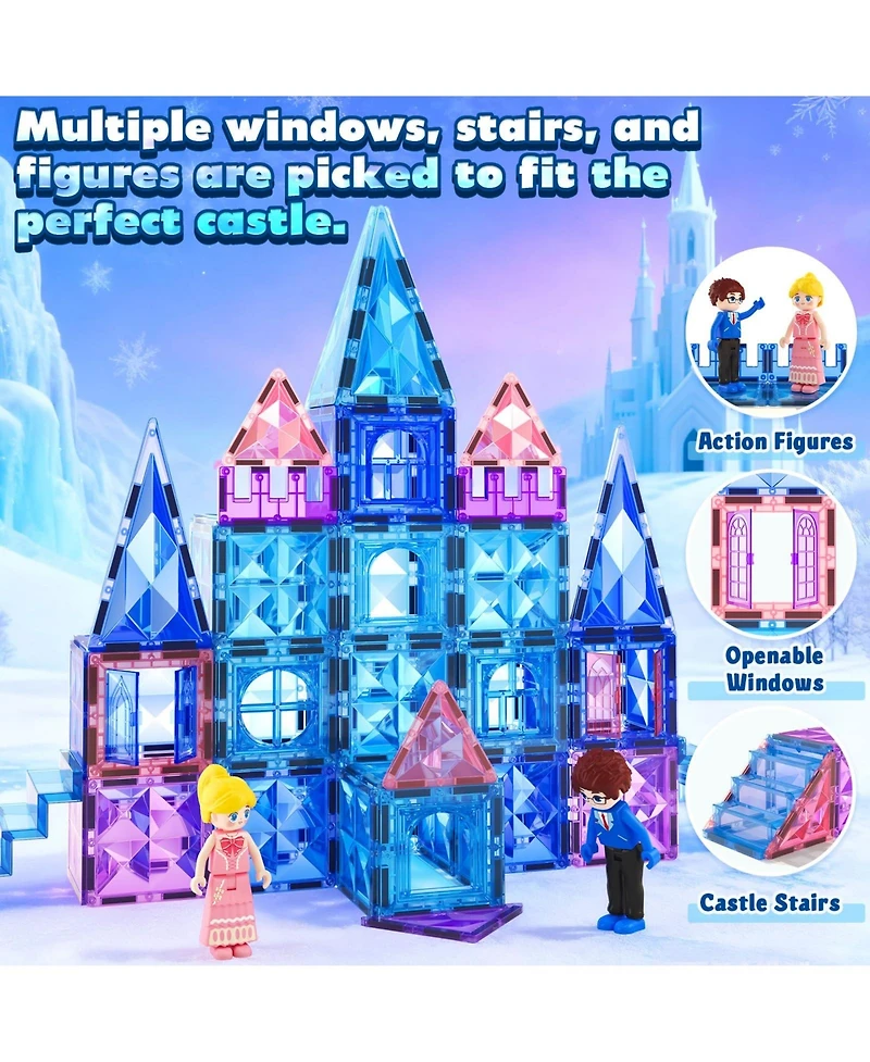 Gnuadz 102pcs Magnetic Tiles Princess Castle Building Toys Kids Gifts