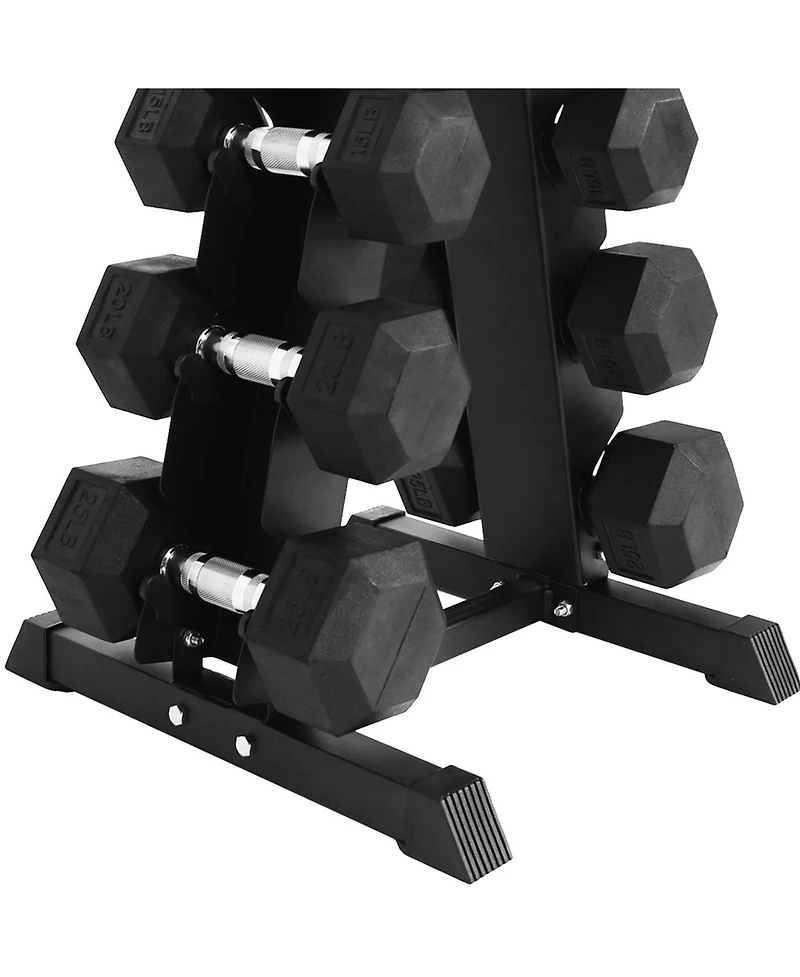 BalanceFrom Fitness BalanceFrom Signature Alloy Steel 150 lb Rubber Encased Hex Dumbbell Set, Black