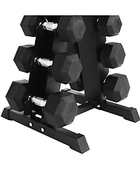 BalanceFrom Fitness BalanceFrom Signature Alloy Steel 150 lb Rubber Encased Hex Dumbbell Set, Black