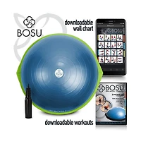 Bosu Home Gym Equipment the Original Balance Trainer Enhance Workout, Strength, Balance, and Flexibility with 26 Inches Diameter, Blue and Green