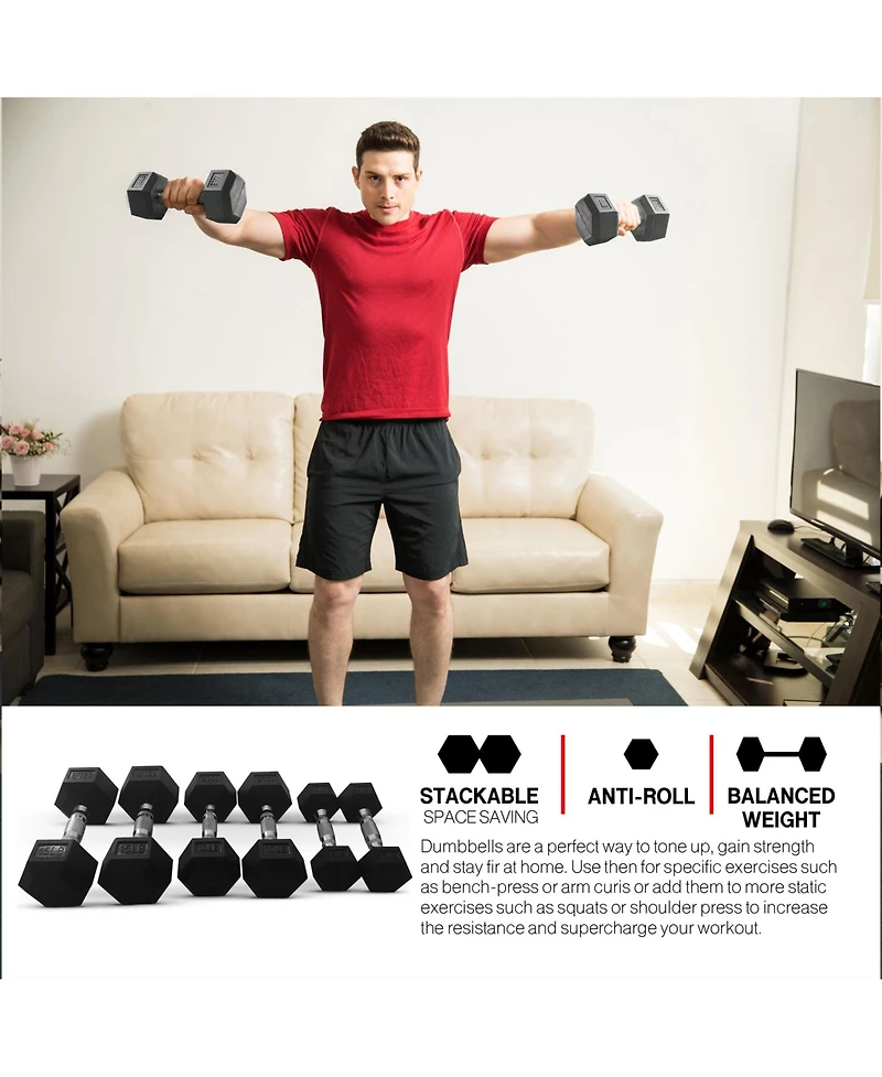 HolaHatha Iron Hexagonal Cast Home Exercise Dumbbell Free Weight, 10 Pounds