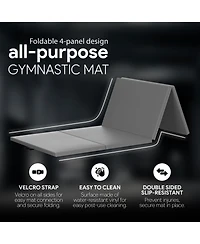 BalanceFrom Fitness All Purpose Mat with 8 Ft Balance Beam Gymnastic Set, Gray