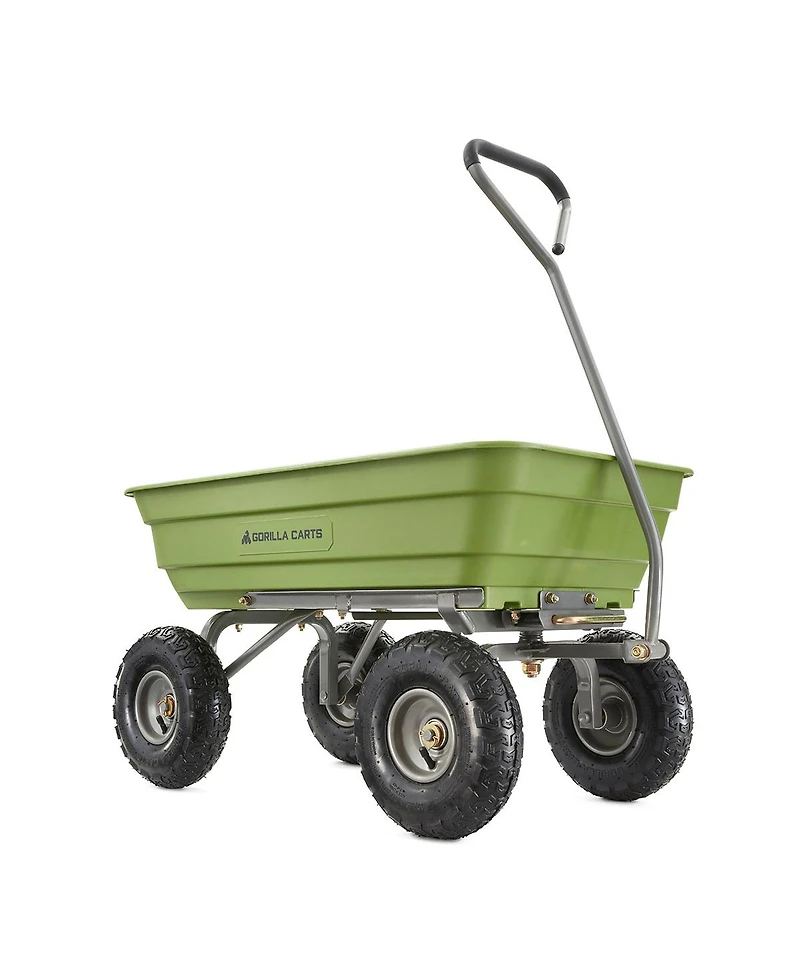 Gorilla Carts Heavy Duty Poly Yard Dump Cart, Lawn & Garden Wagon, 600 Lb, Green