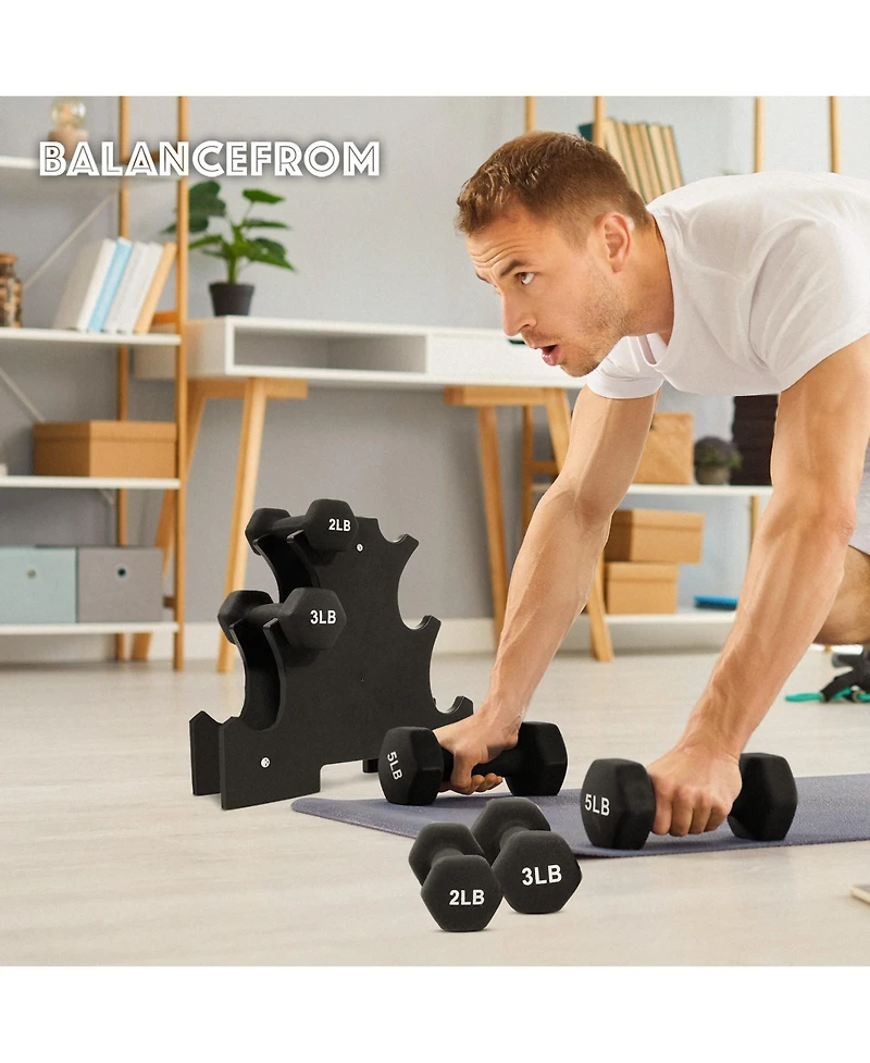 BalanceFrom Fitness 20 Pound Neoprene Coated Dumbbell Set with Stand, Black