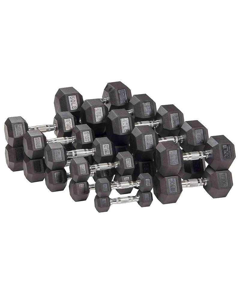 Signature Fitness Hex Dumbbells Strength Workout Equipment Set of 5, 10 & 15 lbs