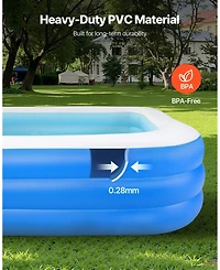 Gouun Inflatable Swimming Pool for Family, 400-Gallon Blow Up Pool with 3 Air Chambers for 4-5 People