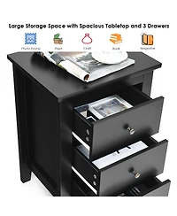 Gouun Modern 3-Drawer Bedside Nightstand for Bedroom and Living Room
