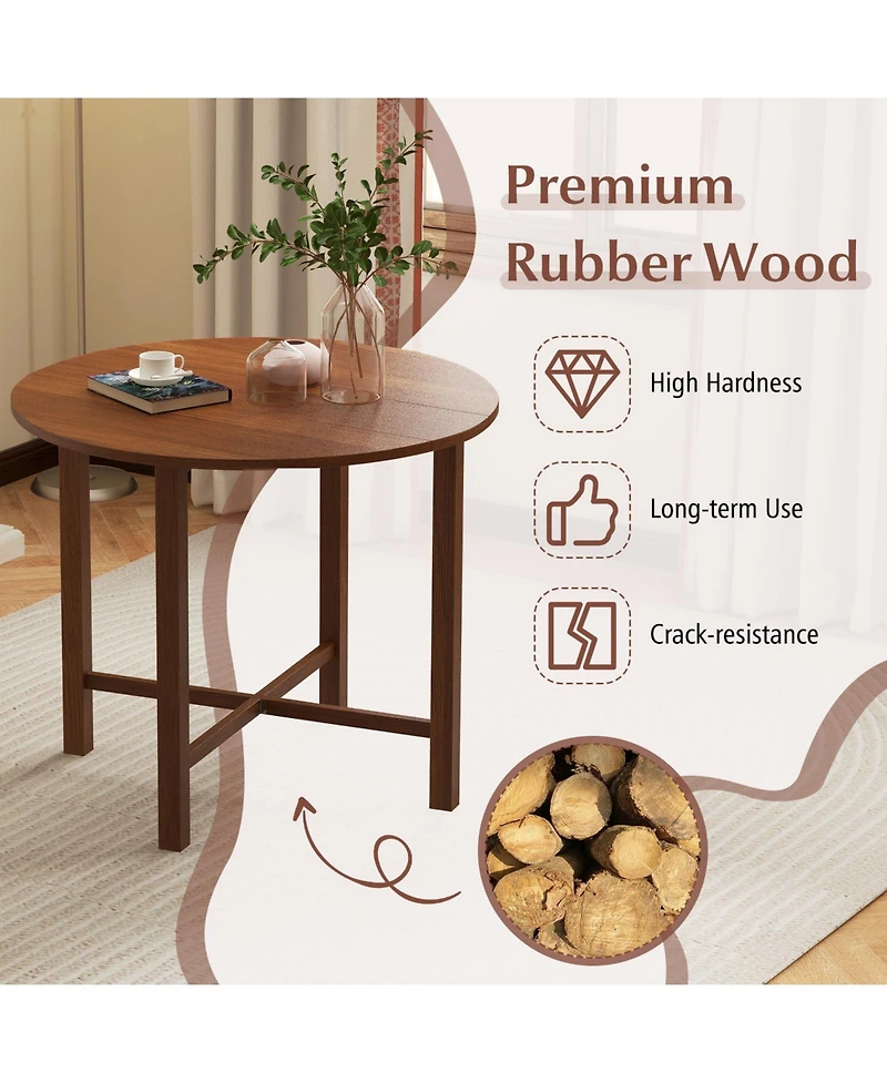 Gouun Dual Drop Leaf Dining Table in Rubber Wood