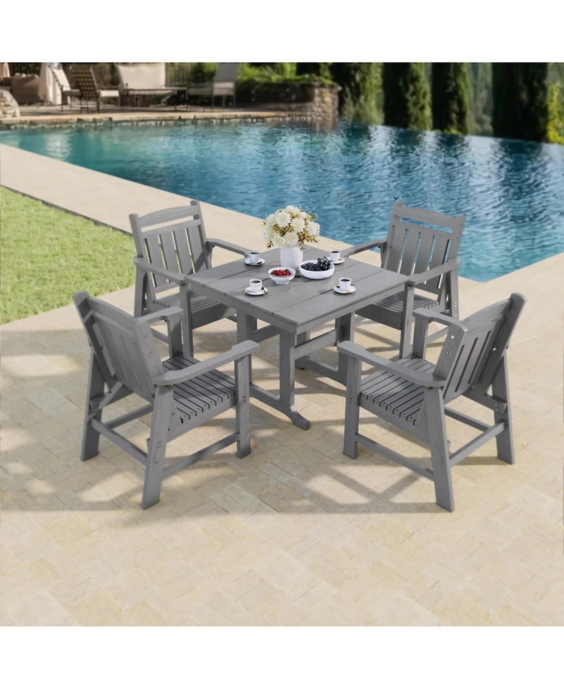 Mega Casa Piece Modern Hdpe Weather Resistant Patio Dining Set, Poly Lum