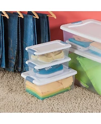 Sterilite 6 Qt. Plastic Stackable Storage Box with Latching Lid, Clear (12 Pack)