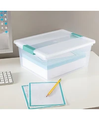 Sterilite Deep Plastic Stackable Storage Bin w/ Clear Latch Lid, Clear (4 Pack)