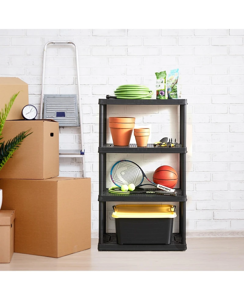 Gracious Living 4 Shelf Fixed Height Medium Duty Storage Unit, Black (3 Pack)