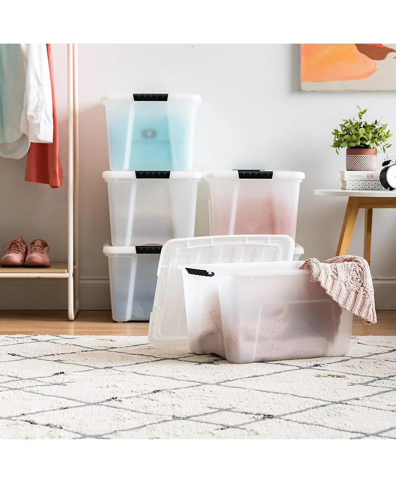Iris Pack 40qt Plastic Storage Bin with Lid and Secure Latching Buckles