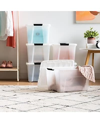 Iris Pack 40qt Plastic Storage Bin with Lid and Secure Latching Buckles