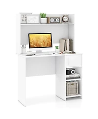 Slickblue Home Office Desk with Raised Display Shelf and 2 Open Shelves