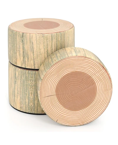 Gouun 3-Piece Tree Stump Stool Set with Wood Printing