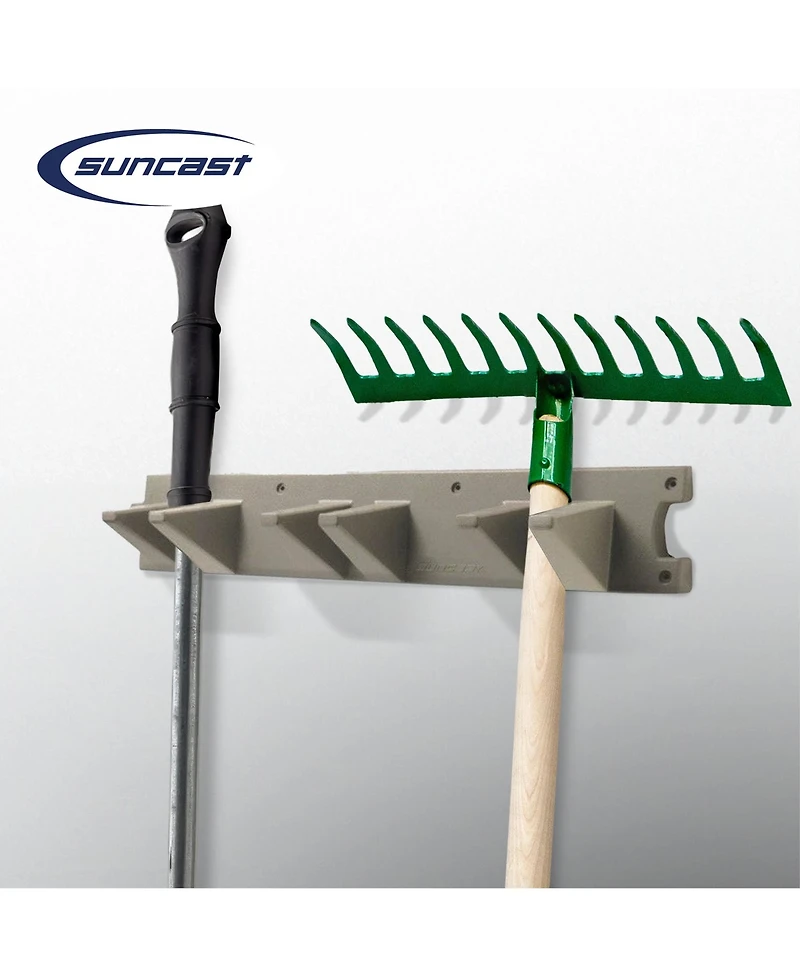 Suncast 2 Foot Wall Mount Long Handled Garden Tool Hanger Organizer (2 pack)
