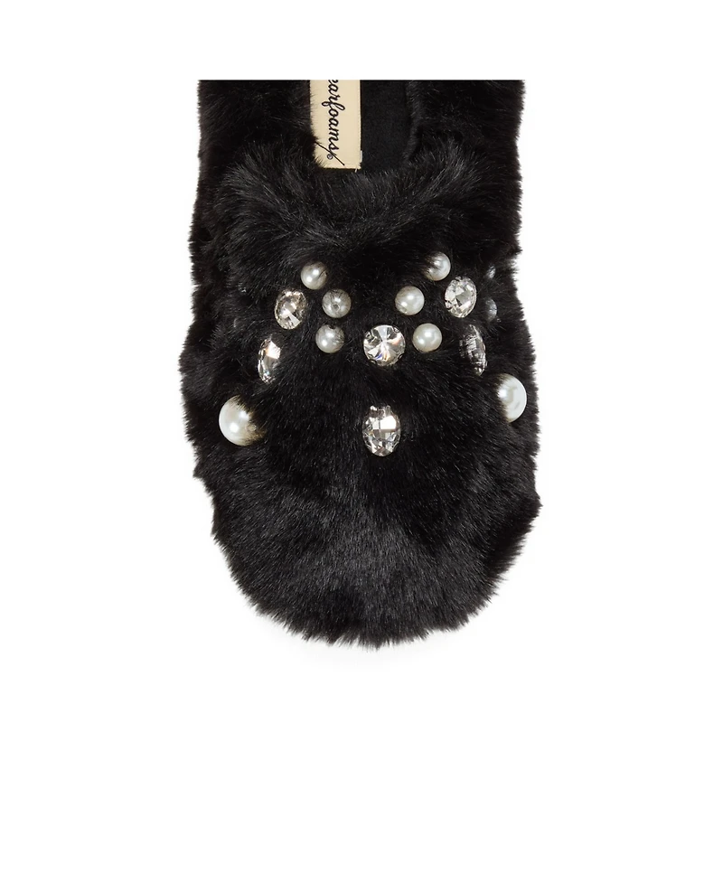 Dearfoams Women's Annabelle Pile Clog Slipper with Embellishment