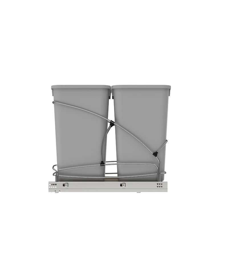 Rev-a-Shelf Double 27 qt. Pullout Trash Containers, Gray, 54WC-1527SC-17-1