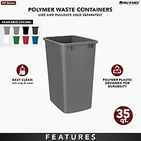 Rev-a-Shelf Polymer Replacement 35 qt. Trash Bin, Silver, 2 Pack, Rv-35-17-2
