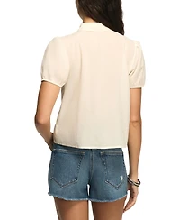 Lucky Brand Women's Embroidered Peter Pan Collar Top