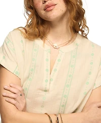 Lucky Brand Women's Novelty Popover Short-Sleeve Shirt