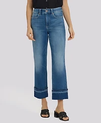 Nydj Petite Bailey Relaxed Straight Jeans with Hem Detail and Lift Tuck Technology