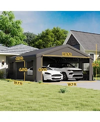 Outsunny Heavy Duty Carport, Portable Garage with Doors, Windows