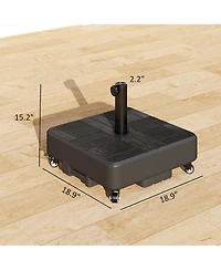 Outsunny Patio Umbrella Base with Wheels, Heavy Duty Outdoor Umbrella Sd Holder