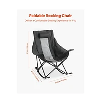 Sugift Folding Rocking Camping Chair Portable Heavy Duty Rocker with Cup Holder