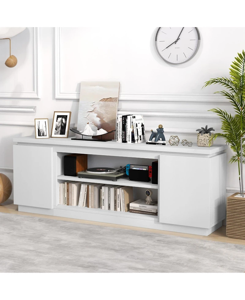 Gouun 70-Inch Anti-Tip Tv Cabinet with Soft-Close Doors for TVs Up to 80 Inches