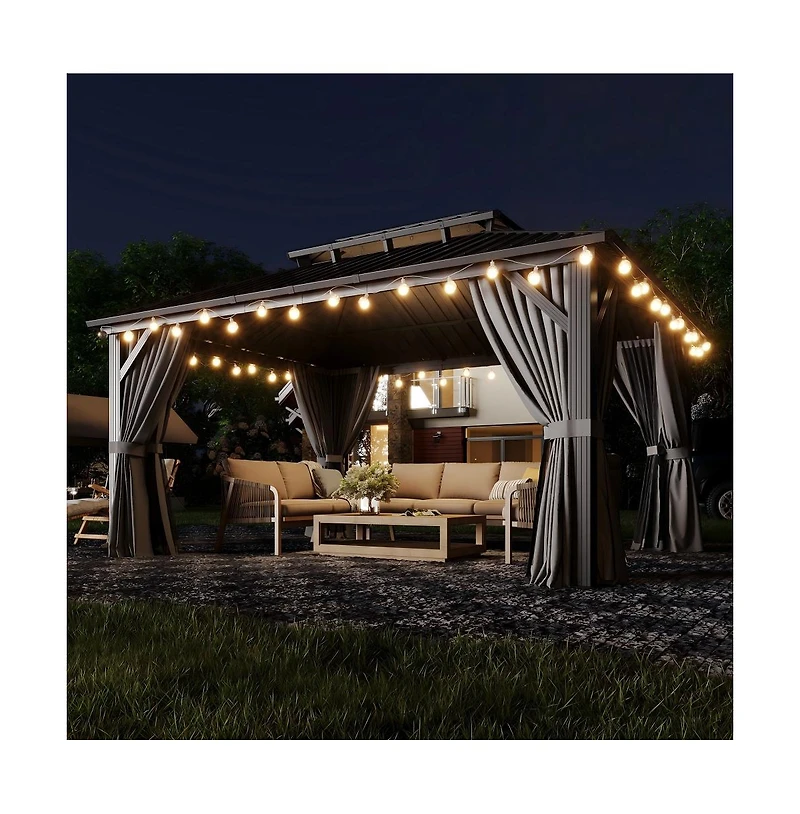 Hardtop Gazebo with Double Roof, Aluminum Frame and Steel Roof
